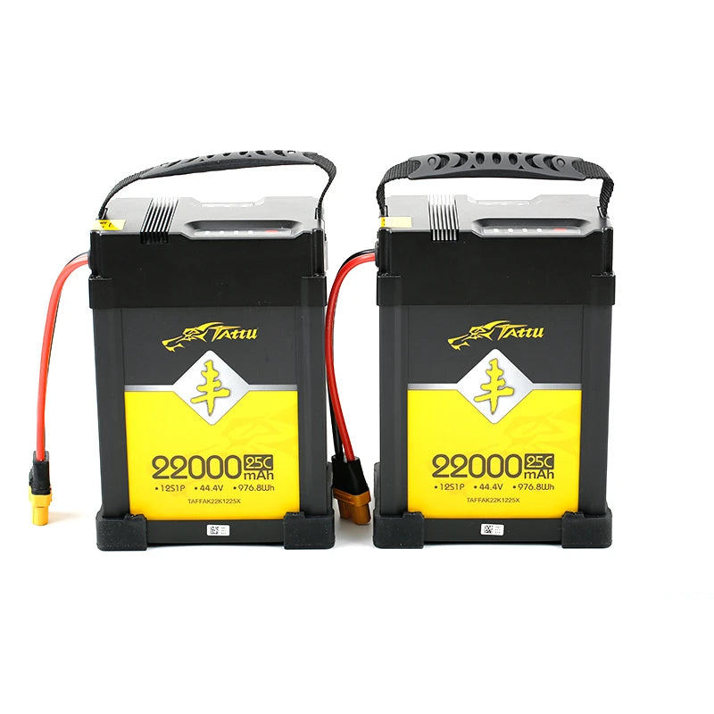 TATTU 44.4V 22000mAh 25C 12S แบตเตอรี่ลิเธียมโพลิเมอร์แบบชาร์จไฟได้สำหรับ DIY RC Drone Model