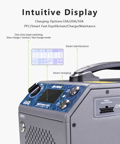 EV-PEAK U6Q intelligent balance charger 100-240V LiPo/LiHV/smart charger 60A for agriculture spraying drone