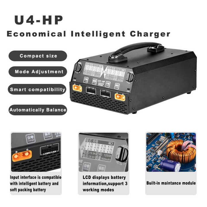 EV-PEAK U4-HP Dual channel Balance Smart Charger For LiPo / LiHv 6S-14S battery 2500W/ 25A Agricultural UAV