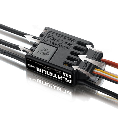 HobbyWing Platinum PRO V4 60A ESC (3S-6S) for 450-480 Class Heli (Propeller: 325-360mm)