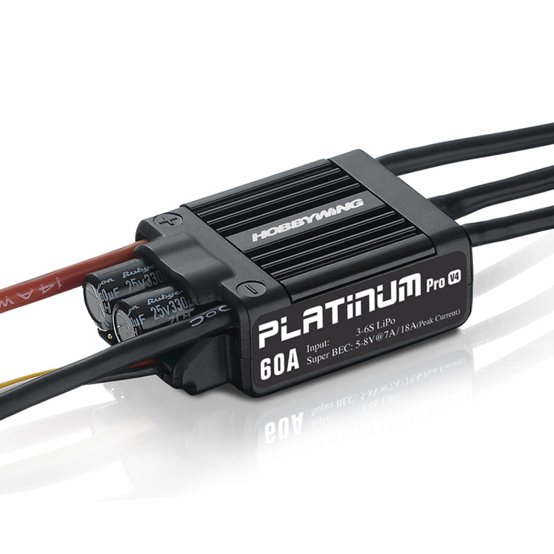 HobbyWing Platinum PRO V4 60A ESC (3S-6S) for 450-480 Class Heli (Propeller: 325-360mm)