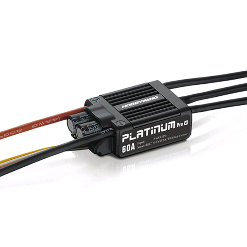 HobbyWing Platinum PRO V4 60A ESC (3S-6S) for 450-480 Class Heli (Propeller: 325-360mm)